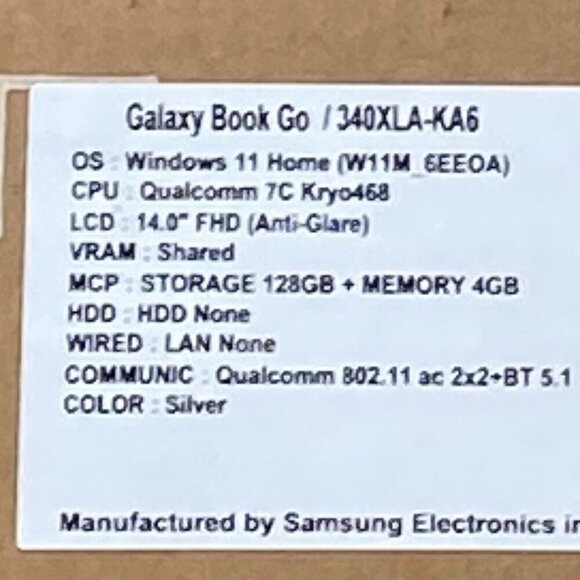 Samsung Galaxy Book Go 14" Laptop - Silver Qualcomm Snapdragon 7c/128GB SSD/4GB - Picture 8 of 8
